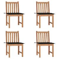 Tuinstoelen 4 st met kussens massief teakhout