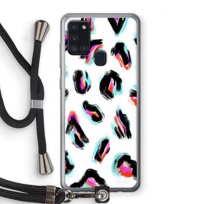 Cheetah color: Samsung Galaxy A21s Transparant Hoesje met koord