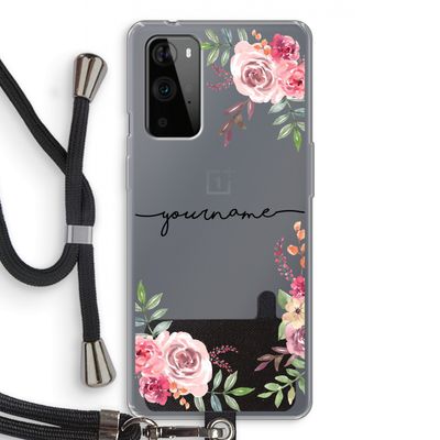 Rozen: OnePlus 9 Pro Transparant Hoesje met koord