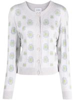 Barrie floral-embroidered cardigan - Gris - thumbnail