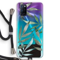 Tropical watercolor leaves: Oppo A92 Transparant Hoesje met koord