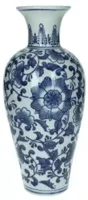 Vaas porcelain blue/white 12x12x28 cm
