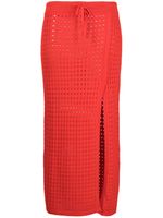 Cashmere In Love Mona crochet-knit midi skirt - Rouge