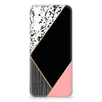 Samsung Galaxy M14 TPU Hoesje Zwart Roze Vormen