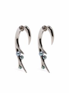 Shaun Leane grandes boucles d'oreilles Hook ornées de perles - Noir