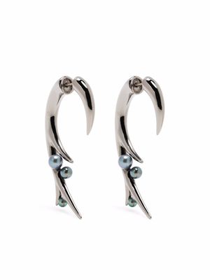 Shaun Leane grandes boucles d'oreilles Hook ornées de perles - Noir