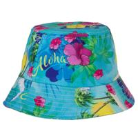 Vissershoedje / zonnehoedje Hawaii thema - voor volwassenen - blauw - Tropisch
