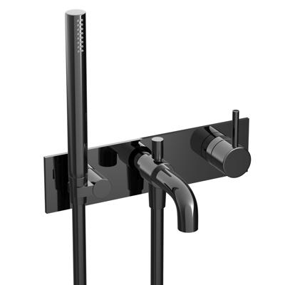 Hotbath COBBER Afbouwdeel - Inbouw douche/badmengkraan, Gepolijst Zwart PVD (CB126EXTPBP)