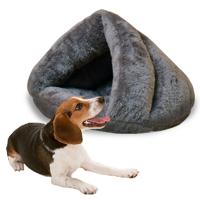 Driehoekige kat kennel warm Thicken Mongoolse yurt huisdier honden katten huis grootte: L 45 × 45 × 33cm (grijs)