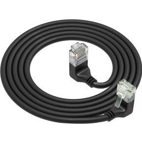ACT Zwarte 1 meter U/UTP CAT6A LSZH Slimline patchkabel met RJ45 connectoren 90° haaks beneden naar
