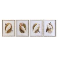 Canvas DKD Home Decor 50 x 2,8 x 65 cm 50 x 65 x 2.8 cm Papegaai Cottage (4 Onderdelen)