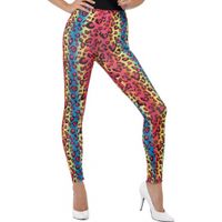 Gekleurde luipaardprint 80s legging verkleed kostuum voor dames - thumbnail