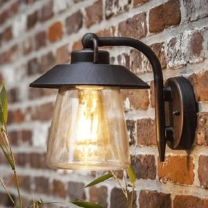Buitenlamp voordeur zwart glas roest &apos;Cate&apos; E27