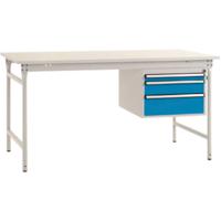 Manuflex BB5261.5012 Compleet bijzettafel basis stationair met melamine schijf + behuizing onderbouw, bxdxh: 1000 x 800 x 780 mm Lichtblauw (RAL 5012) - thumbnail