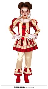 Enge Clown Kostuum Meisje Goud/Rood