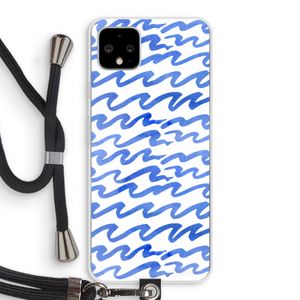 Blauwe golven: Pixel 4 XL Transparant Hoesje met koord