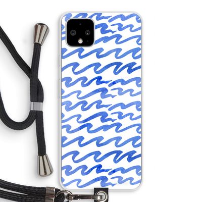Blauwe golven: Pixel 4 XL Transparant Hoesje met koord