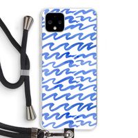 Blauwe golven: Pixel 4 XL Transparant Hoesje met koord