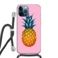 Grote ananas: iPhone 12 Pro Max Transparant Hoesje met koord