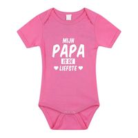 Mijn papa is de liefste cadeau baby rompertje roze voor meisjes - thumbnail