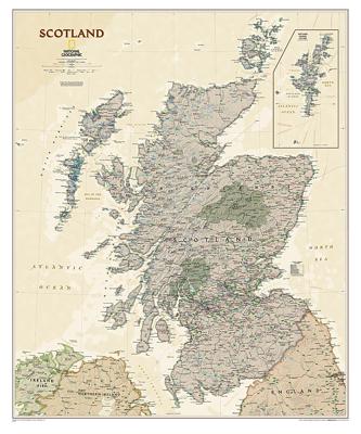 Wandkaart 20536 Schotland antiek | Geplastificeerd | 76 x 91 cm | National Geographic