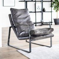 Eleonora Leren Fauteuil 'Lex', kleur antraciet Eleonora Leren Fauteuil 'Lex', kleur antraciet