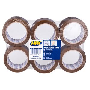 HPX Verpakkingstape flatpack | 6 rollen | Bruin | 50mm x 66m - VB5066P VB5066P