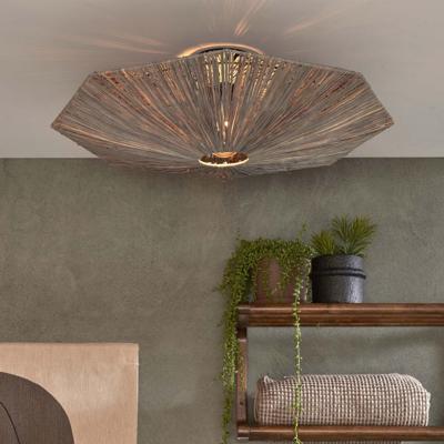 GOOD&MOJO Plafondlamp 'Panama' Raffia, 65cm, kleur Grijs