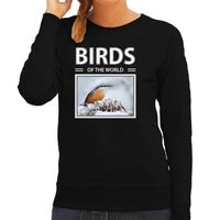 Boomklever vogels sweater / trui met dieren foto birds of the world zwart voor dames - thumbnail