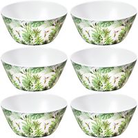 10x Melamine serveerschaaltjes tropische print/wit 15 cm - thumbnail