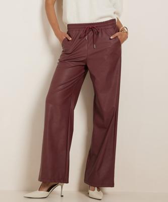 wide fit broek lederlook