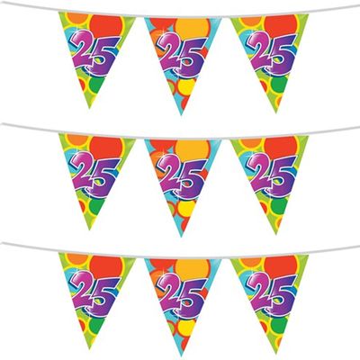 3x stuks leeftijd verjaardag thema vlaggetjes 25 jaar plastic 10 meter