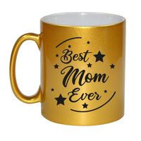 Best Mom Ever cadeau mok / beker goudglanzend 330 ml   - - thumbnail