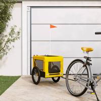 Hondenfietstrailer oxford stof en ijzer geel en zwart - thumbnail