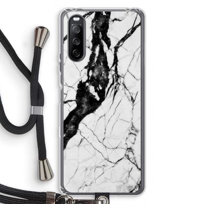 Witte marmer 2: Sony Sony Xperia 10 III Transparant Hoesje met koord