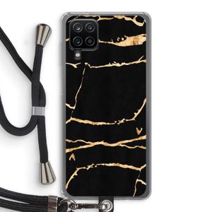 Gouden marmer: Samsung Galaxy A12 Transparant Hoesje met koord