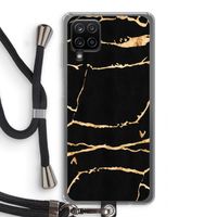 Gouden marmer: Samsung Galaxy A12 Transparant Hoesje met koord