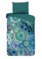 HIP Dekbedovertrek "mandala's en veren" - Groen - (140x200 cm) - Katoen Satijn
