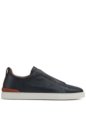 Zegna baskets à détails de coutures - Bleu