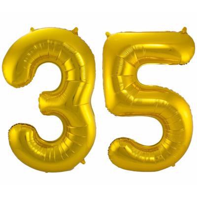 Folat Folie ballonnen - 35 jaar cijfer - goud - 86 cm - leeftijd feestartikelen - versiering Folat Folie ballonnen - 35 jaar cijfer - goud - 86 cm - leeftijd feestartikelen - versiering