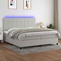 Boxspring met matras en LED stof lichtgrijs 200x200 cm