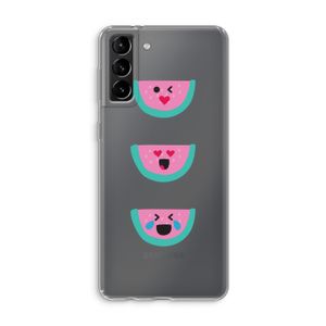 Smiley watermeloen: Samsung Galaxy S21 Plus Transparant Hoesje