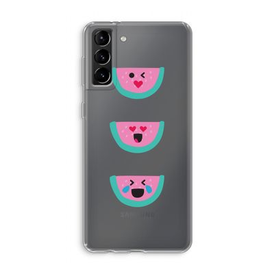 Smiley watermeloen: Samsung Galaxy S21 Plus Transparant Hoesje