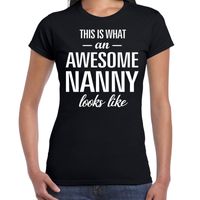Awesome nanny / oppas cadeau t-shirt zwart dames - thumbnail
