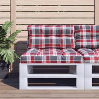 Palletkussen 70x40x12 cm stof ruitpatroon rood