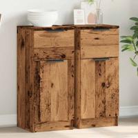 Dressoirs 2 st 30x30x70 cm bewerkt hout oud houtkleurig
