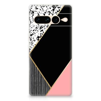 Google Pixel 7 Pro | TPU Hoesje | Zwart Roze Vormen