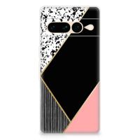 Google Pixel 7 Pro | TPU Hoesje | Zwart Roze Vormen