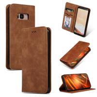 Retro huid feel Business magnetische horizontale Flip lederen case voor Samsung Galaxy S8 (bruin)