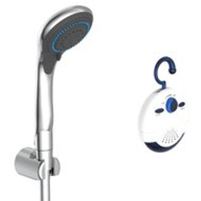 Handdoucheset met douche radio, chroom antikalk nozzles 3 functies douchekop: Ø ca. 7 cm flexibele metalen doucheslang, lengte: ca. 150 cm hoogwaardig douche radio - batterijen niet meegelev